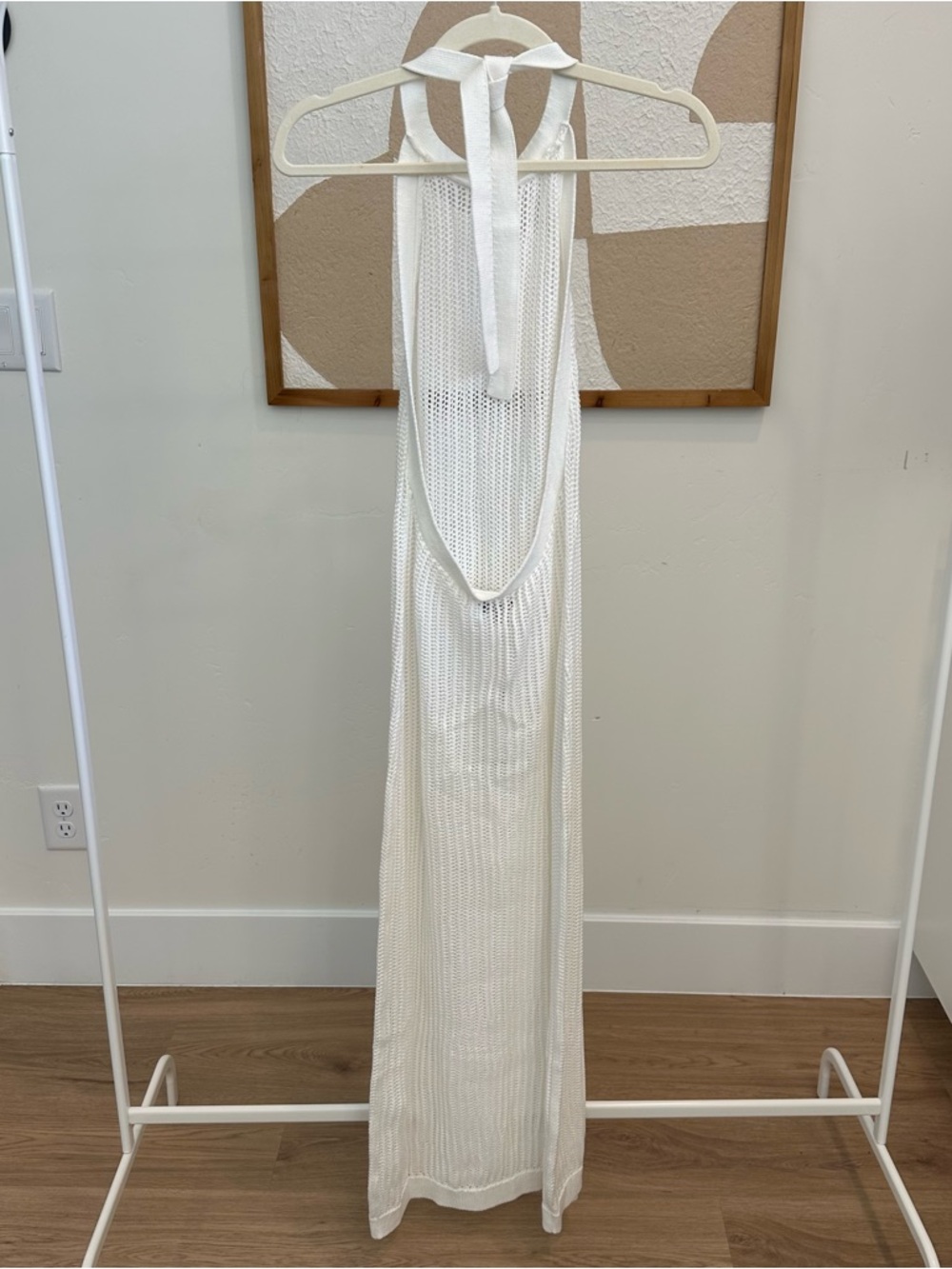 Quince White Crochet Knit Halter Swim Coverup - Picture 2 of 4